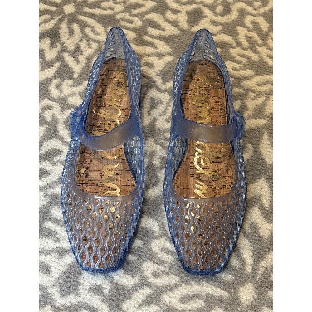 Sam Edelman Jelly 'Michaela' Mary Jane Clear Flats Shoes Womens Square Toe 7